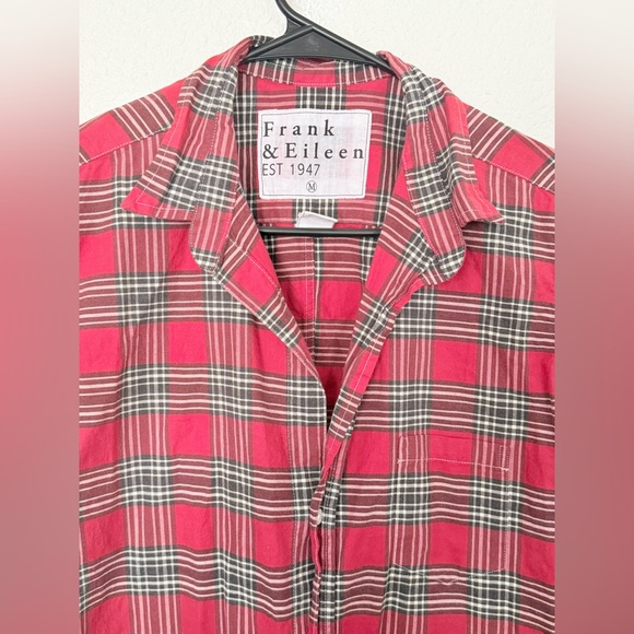 Frank & Eileen Plaid Barry Cotton Button-Up Shirt Red Womens-Medium - Picture 5 of 9